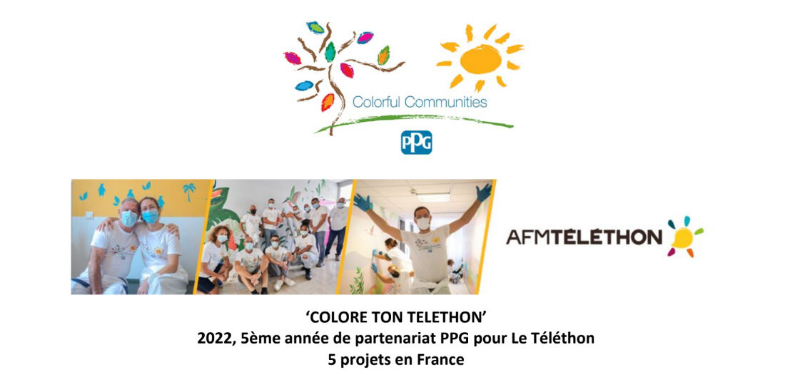 COLORE TON TELETHON 2022 ! La couleur à l'hôpital pour le mieux être ! 5 projets en France de PPG pour le Téléthon