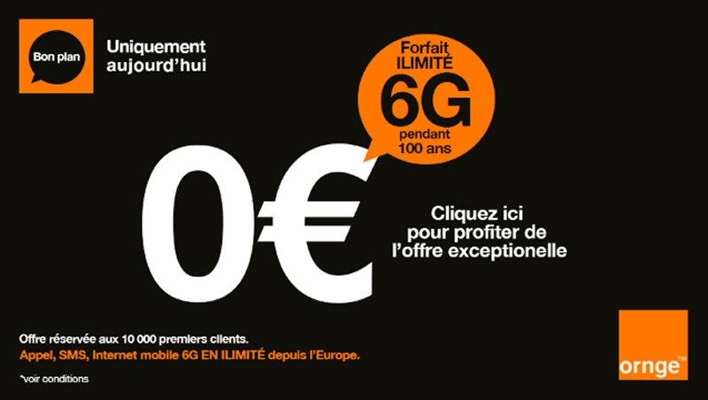 Offre mobile Orange en 6G illimité, pour 0€ / mois !