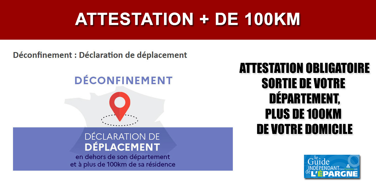Attestation obligatoire pour un déplacement de plus de 100km en dehors de votre département
