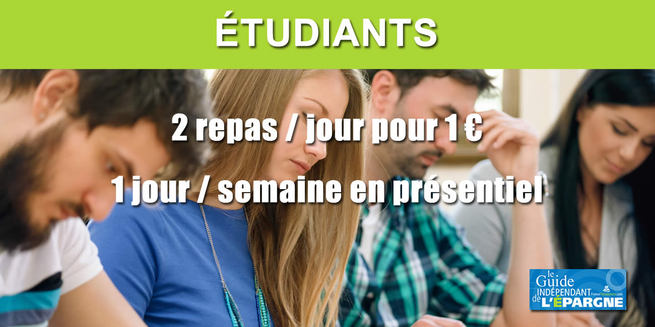Étudiants : &#128176; 2 repas par jour pour 1 euro, 20% des cours en présentiel pour le second semestre