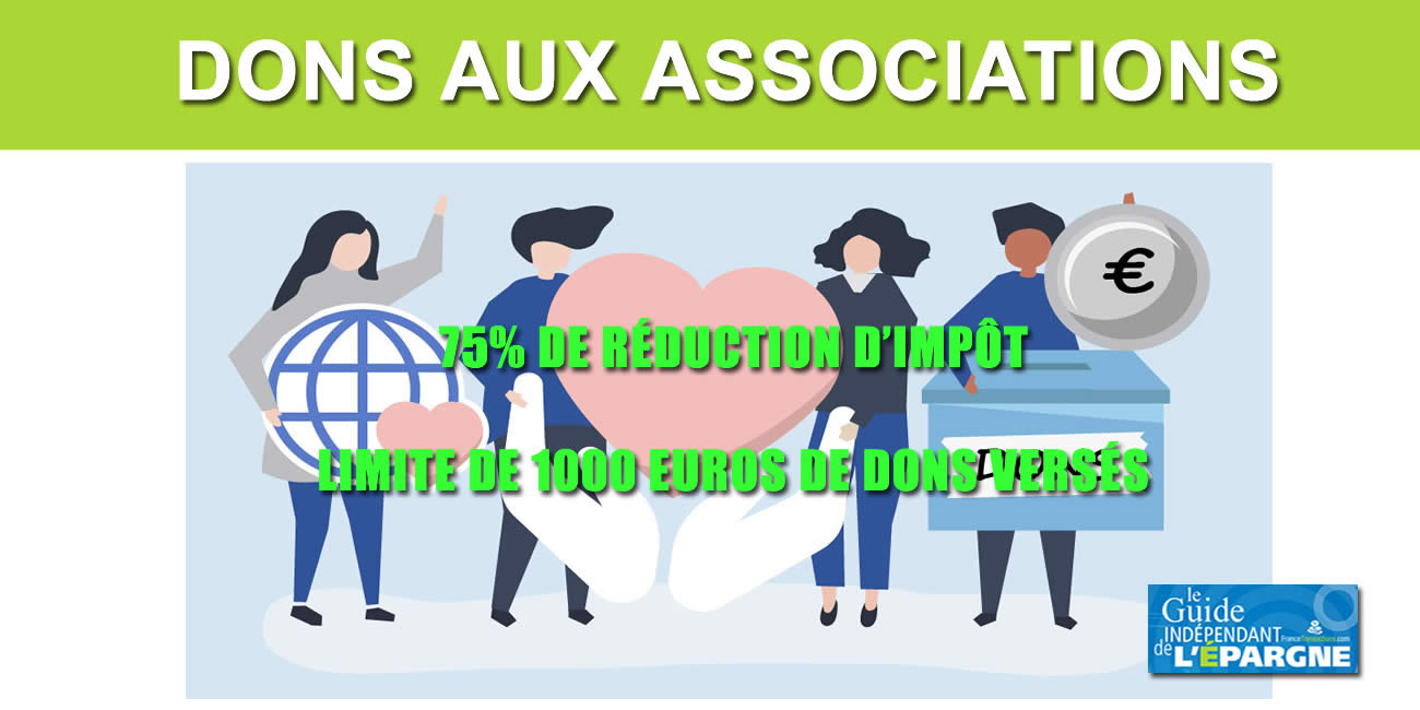 Dons aux associations caritatives (amendement Coluche) : la réduction d'impôt de 75%, jusqu'à 1000 euros de dons versés, reconduite jusqu'en 2023