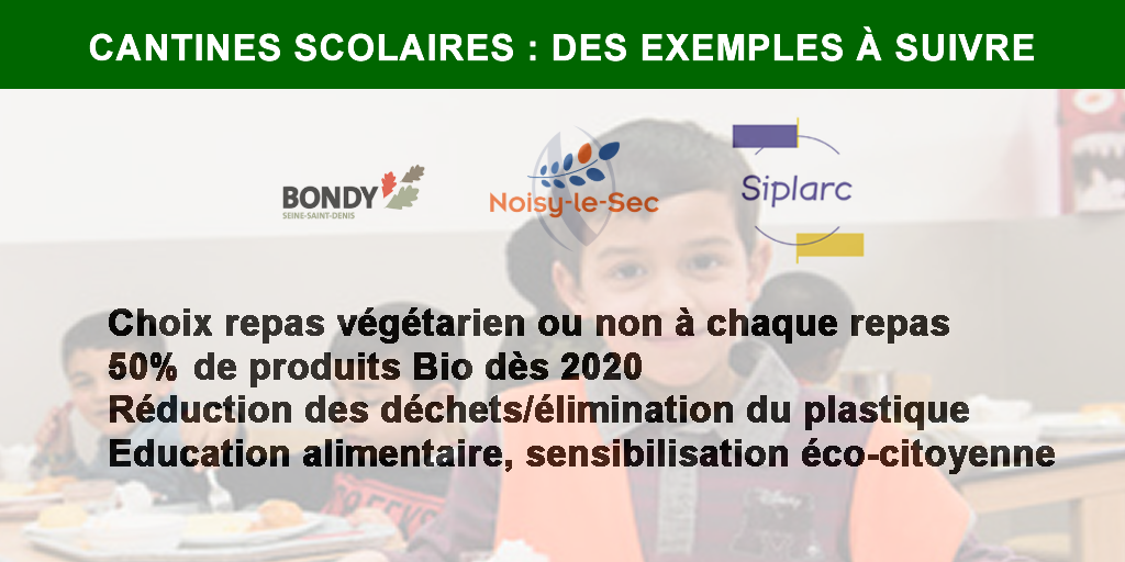 Cantines scolaires de Bondy et Noisy-le-Sec : repas végétariens, produits Bio, réduction des déchets... Des exemples à suivre Cantines scolaires de Bondy et Noisy-le-Sec : repas végétariens, produits Bio, réduction des déchets... Des exemples à suivre